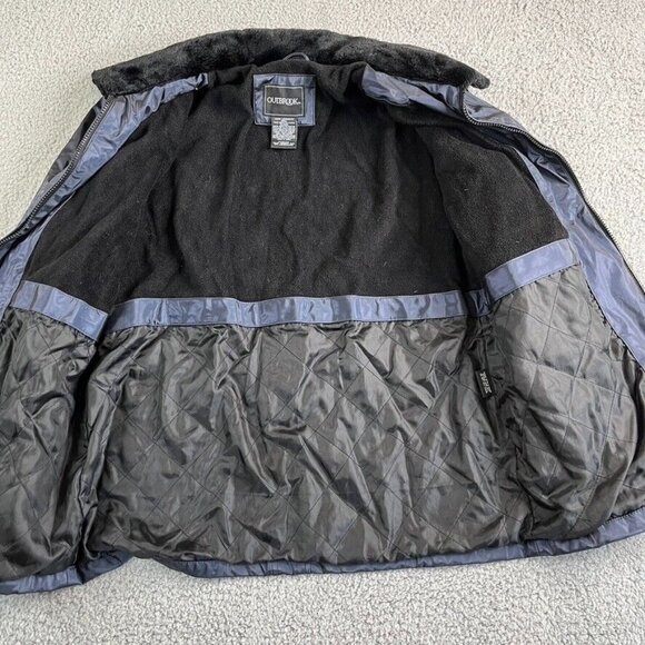 Outbrook Womens Faux Fur Collar Zip Jacket Midnight Blue Size Large Pockets - Picture 5 of 10